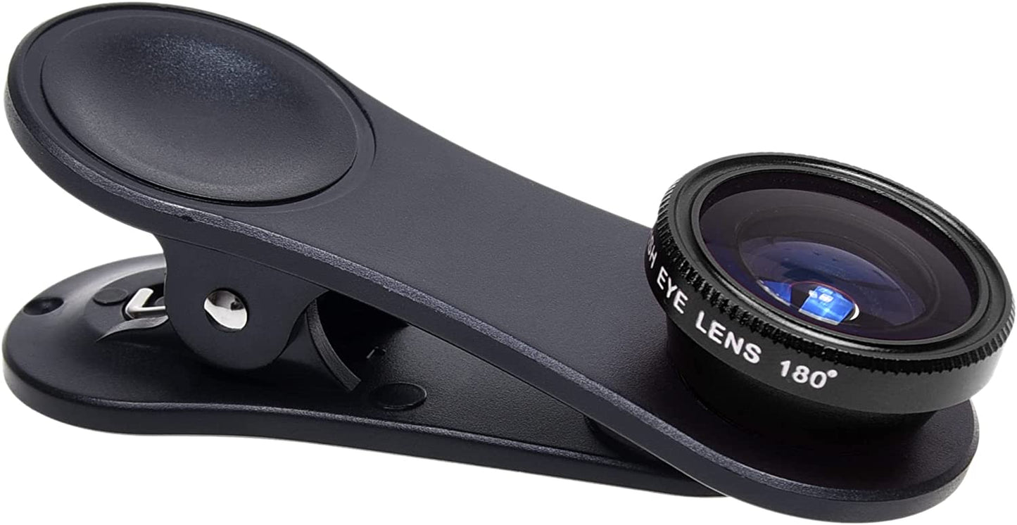 Universal 3 in 1 Cell Phone Camera Lens Kit for Smartphones Including - Fish Eye Lens / 2 in 1 Macro Lens & Wide Angle Lens/Universal Clip/Carry Pouch/Microfiber Cleaning Cloth  CamKix   