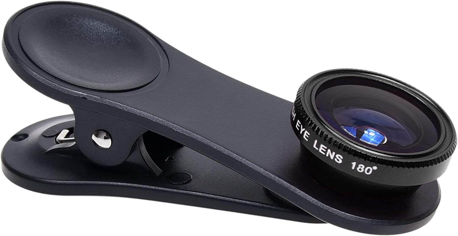 Universal 3 in 1 Cell Phone Camera Lens Kit for Smartphones Including - Fish Eye Lens / 2 in 1 Macro Lens & Wide Angle Lens/Universal Clip/Carry Pouch/Microfiber Cleaning Cloth  CamKix   