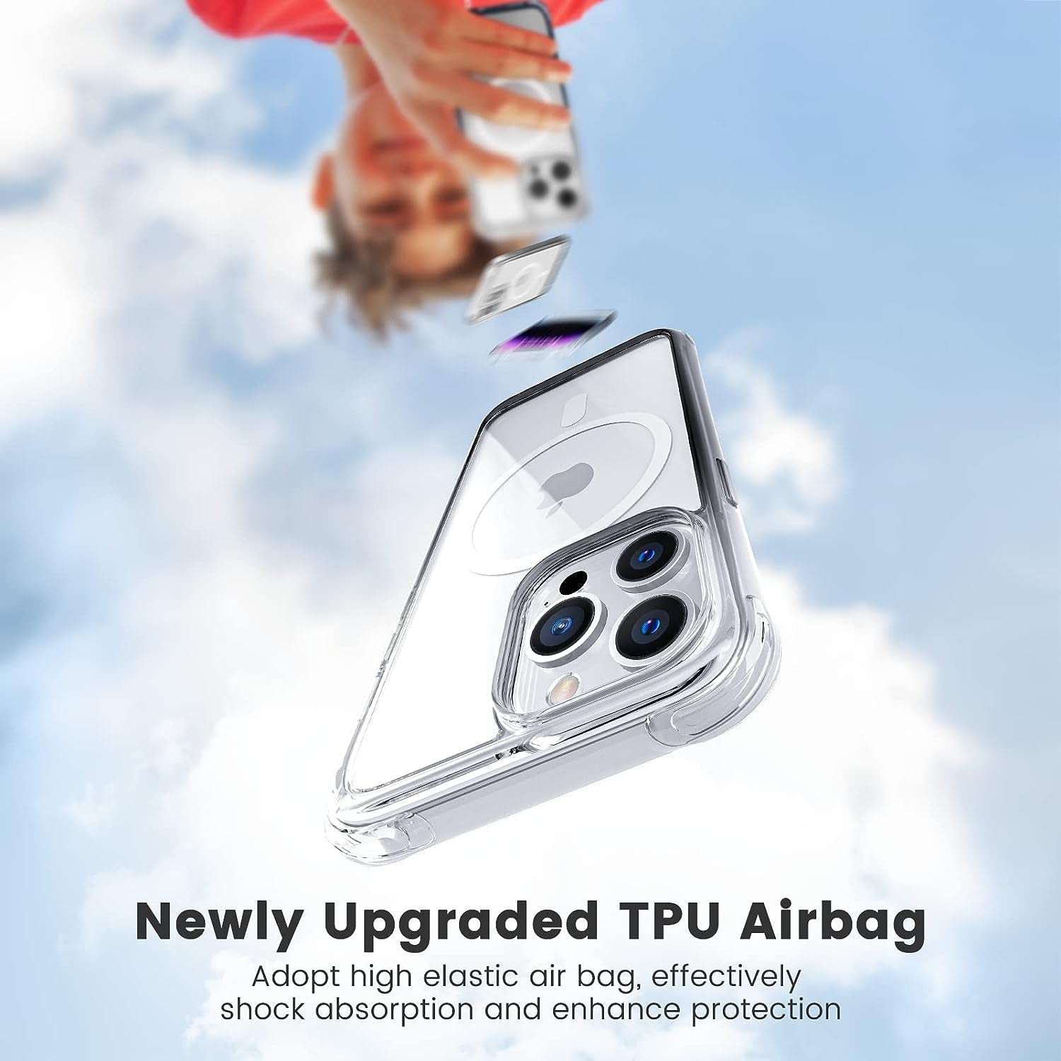 Mkeke Magnetic Designed for Iphone 14 Pro Case with Magsafe [Military Grade Drop Protection] [Not Yellowing] Shockproof Phone Case for Apple Iphone 14 Pro 2022 Black to Clear  Shenzhen Make Technology Company Limited   