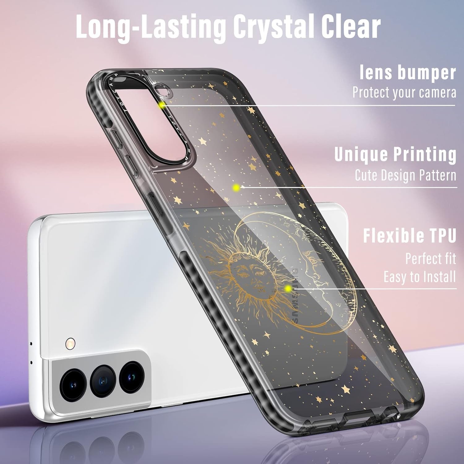 Toycamp for Samsung Galaxy S21 plus Case, Cute Funny Sun Moon Star Design for Women Girls Boys Teens for Galaxy S21 plus Cases, Cute Cartoon Sun Moon Star Print Cover for S21 plus Case 5G, 6.7''  Toycamp   