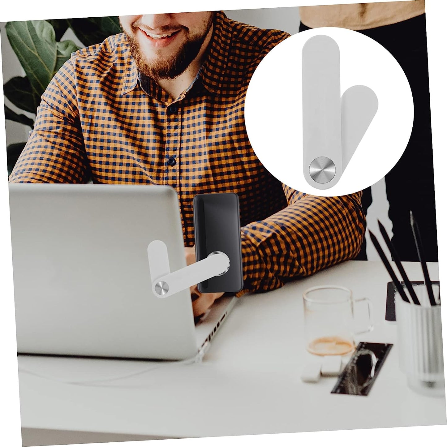 Baluue Screen Phone Holder Portable Phone Stand Portable Monitor Stand Hands Free Phone Holder Phone Holder for Laptop Phone Mount for Monitor Magnetic Cell Phone Mount Small Stand White  Baluue   