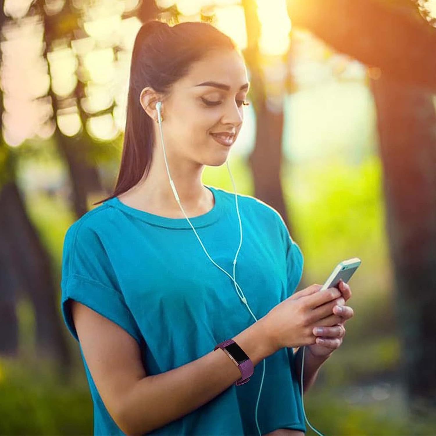 【4 Pack】 Bands for Fitbit Charge 2 Silicone Finess Sport Wristbands Replacement Bands for Fitbit Charge 2 for Women Men Large  Cone   