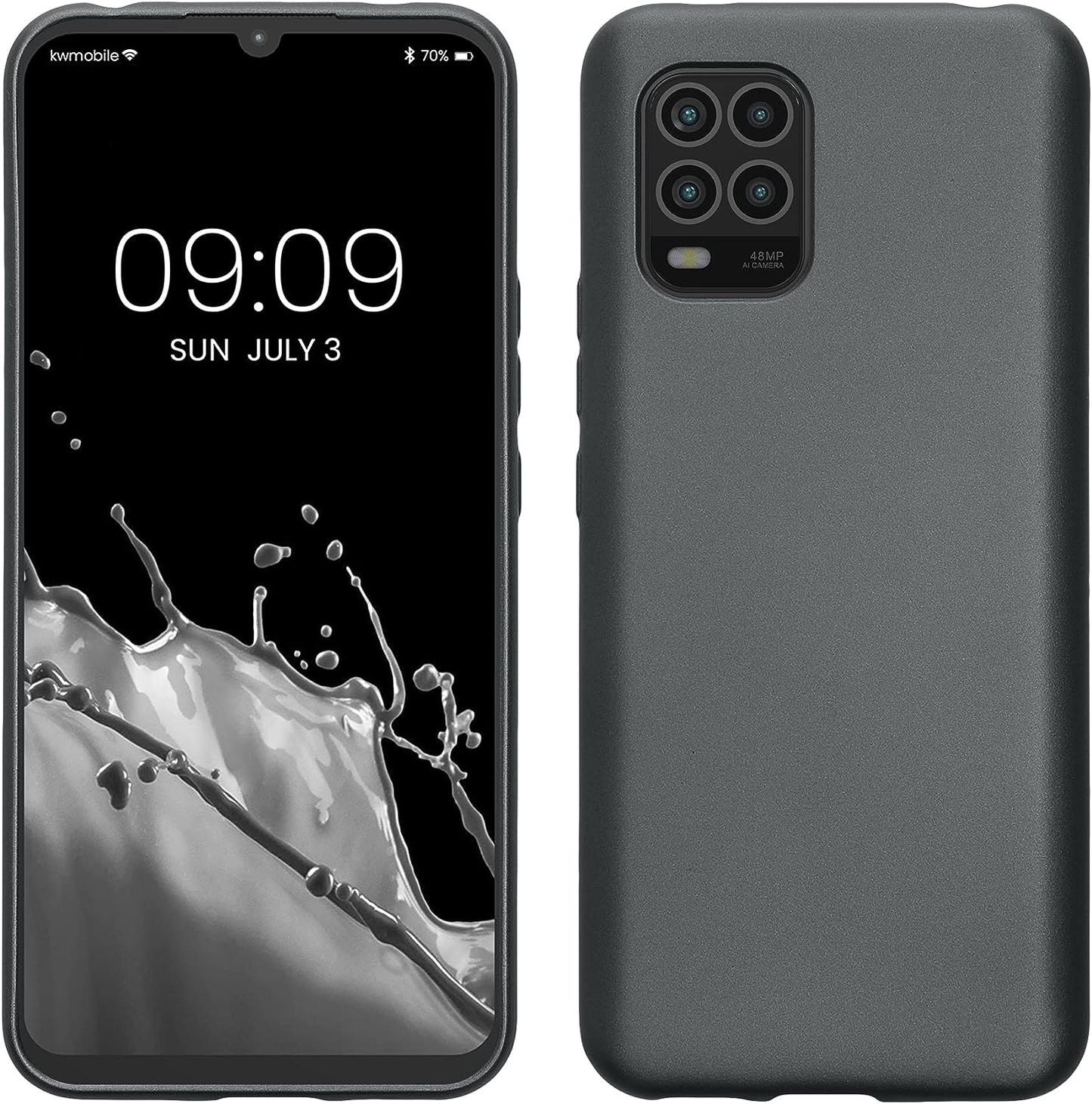 Kwmobile Case Compatible with Xiaomi Mi 10 Lite (5G) Case - Protective Slim TPU Phone Cover - Soft Matte Finish - Mango  KW-Commerce Metallic Grey  