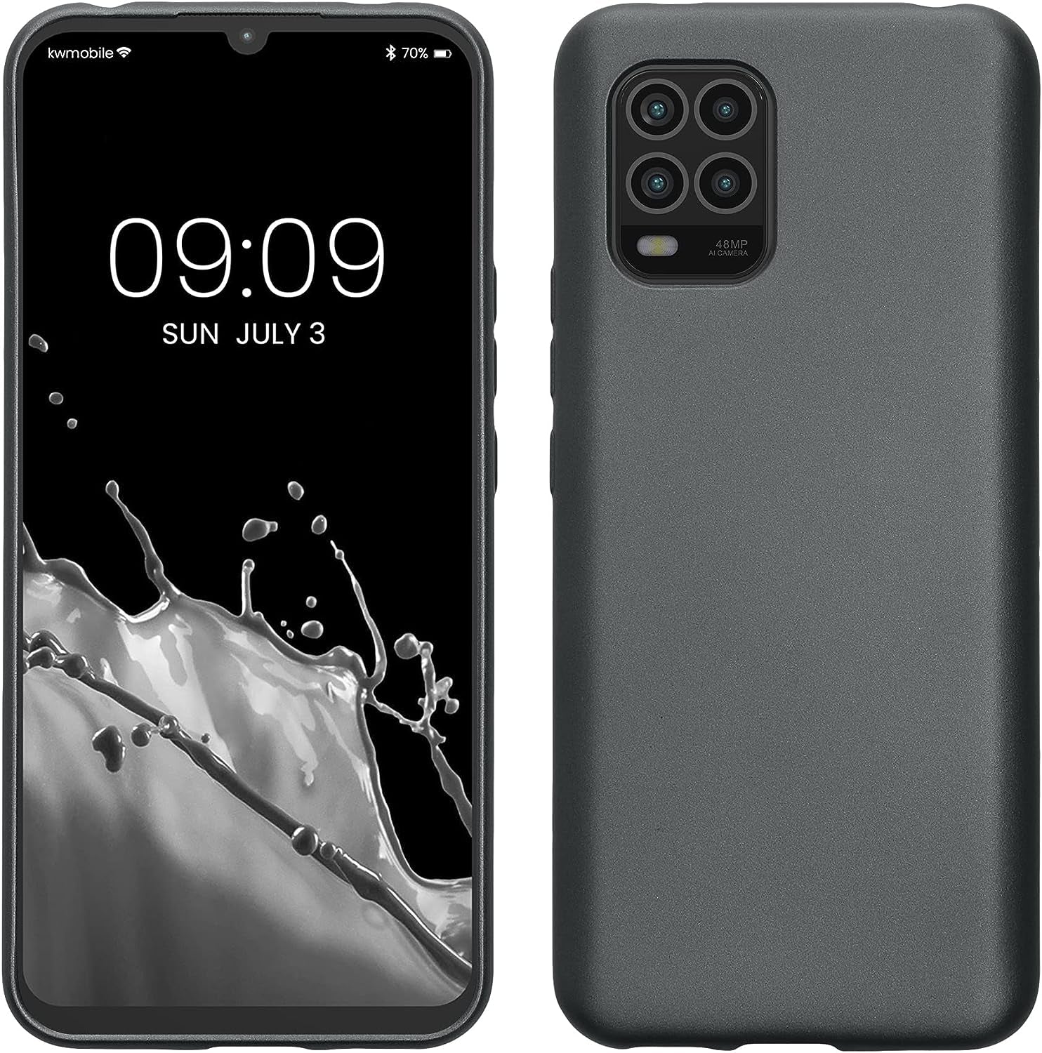 Kwmobile Case Compatible with Xiaomi Mi 10 Lite (5G) Case - Protective Slim TPU Phone Cover - Soft Matte Finish - Mango  KW-Commerce Metallic Grey  