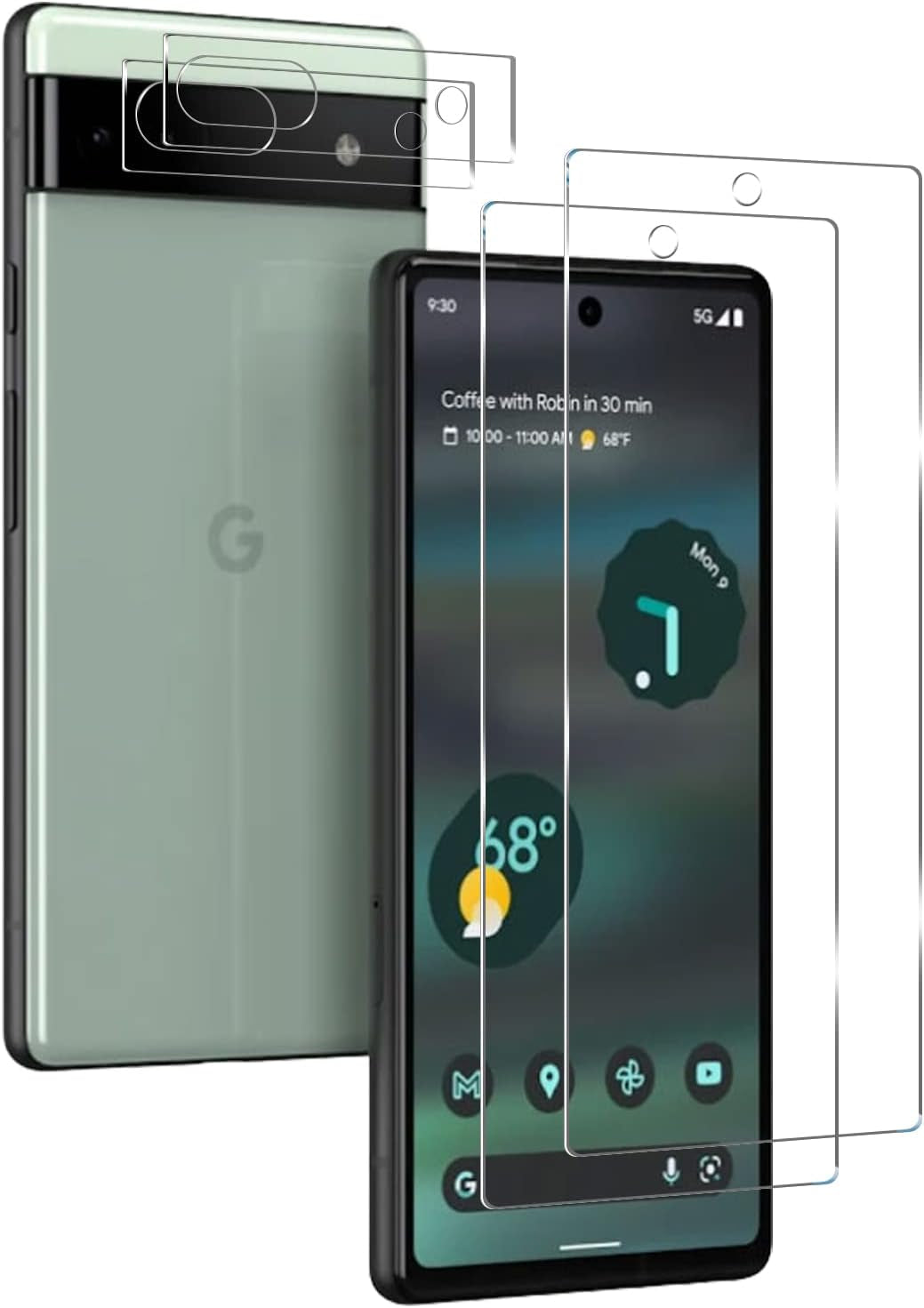 Pixel 7A Tempered Glass Screen Protector + Camera Lens Protector [ 2 + 2 Pack ][Fingerprint Unlock] [Anti-Scratch] [Case Friendly] HD Clear Protective Film for Google Pixel 7A  BIGFACE Clear Pixel 6a(6.1'') 