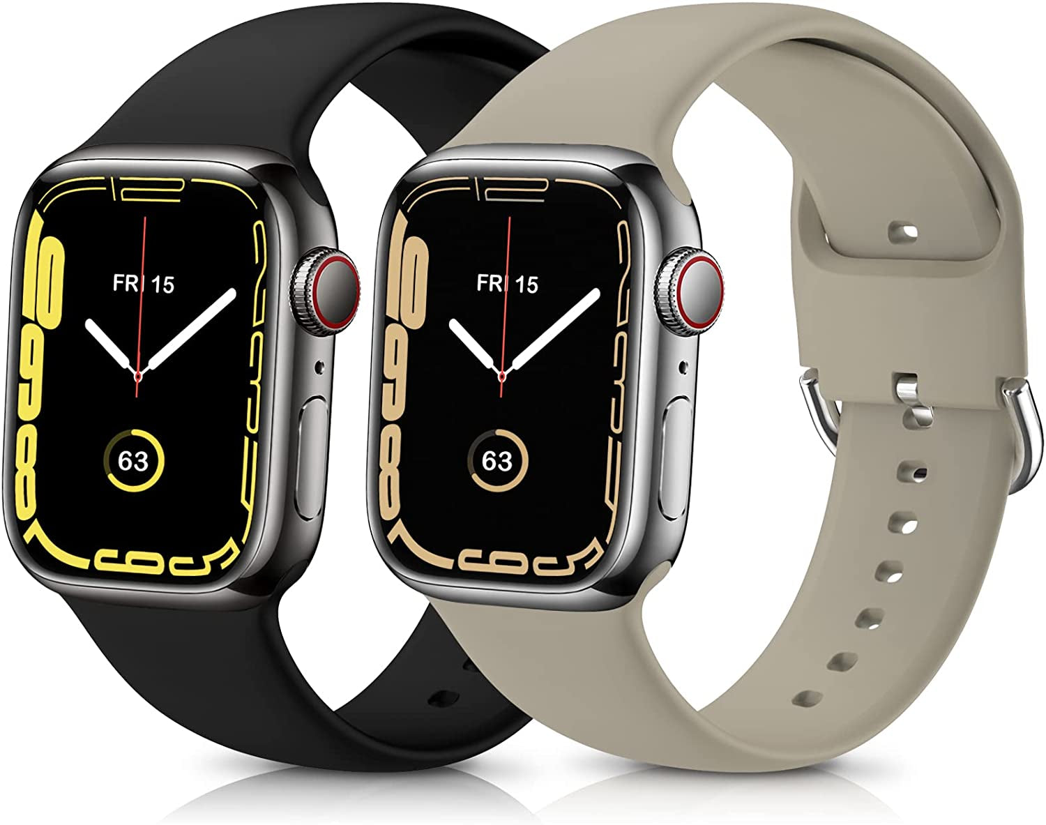 ZALAVER Bands Compatible with Apple Watch Band 49Mm 45Mm 44Mm 42Mm 41Mm 40Mm 38Mm, Soft Silicone Sport Wristbands Buckle Clasp Strap for Iwatch Ultra Series SE 8 7 6 5 4 3 2 1 Women Purple/Lavender  ZALAVER Black/Nut Brown 38mm/40mm/41mm 