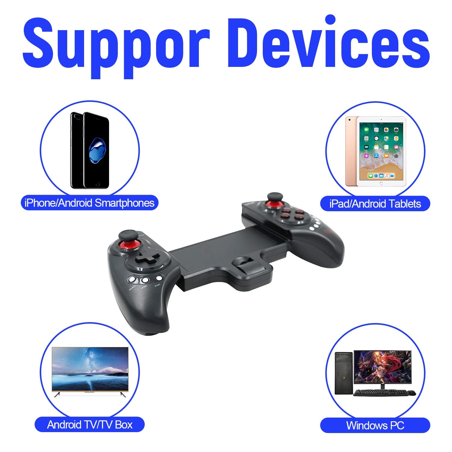 Mcbazel PG 9023S Extendable Wireless Mobile Gaming Gamepad Controller for Android PC Smart Phone (NOT for Ios)  Mcbazel   
