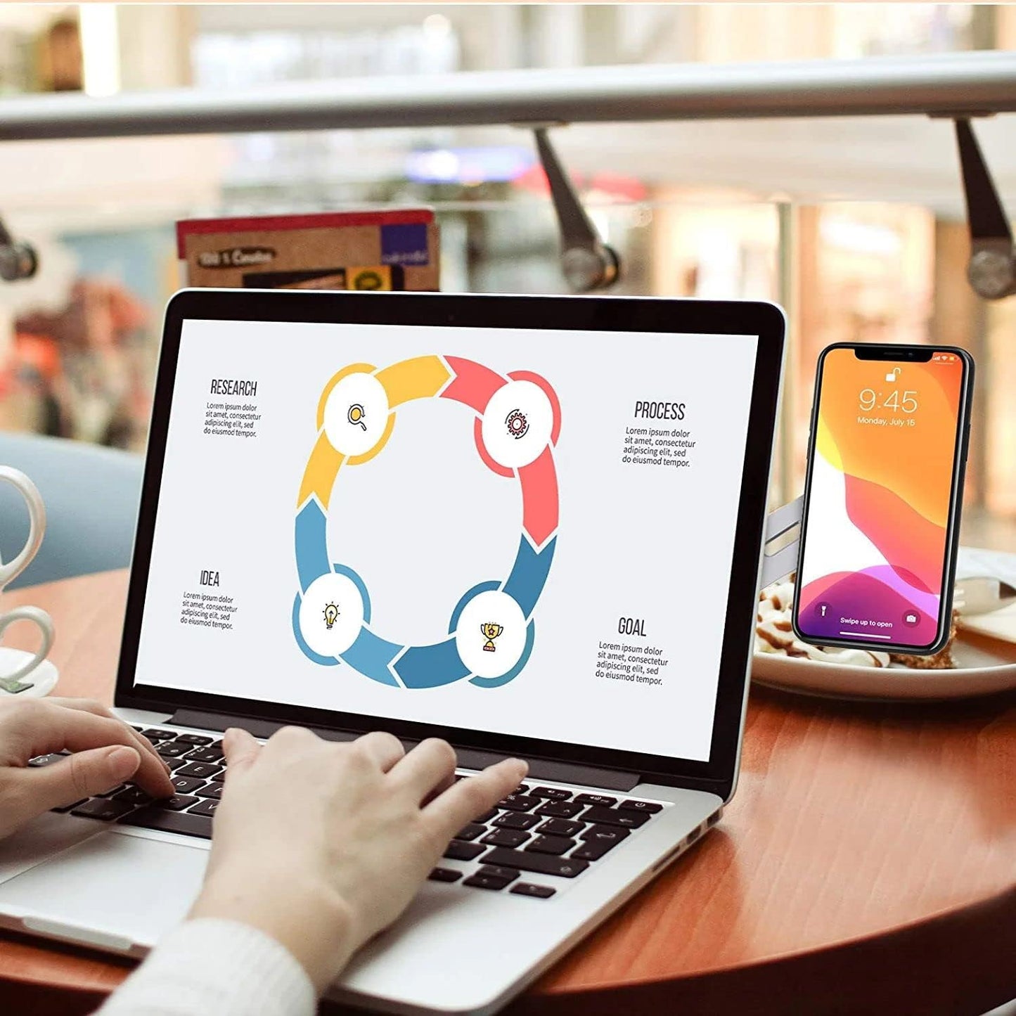 Magnetic Mobile Phone Holder Laptop Slim Portable Foldable Side Mount Clip Stand Premium Aluminum Adjustable Extension Bracket for Smart Cell Phone Computer Laptop  HIQUAY   