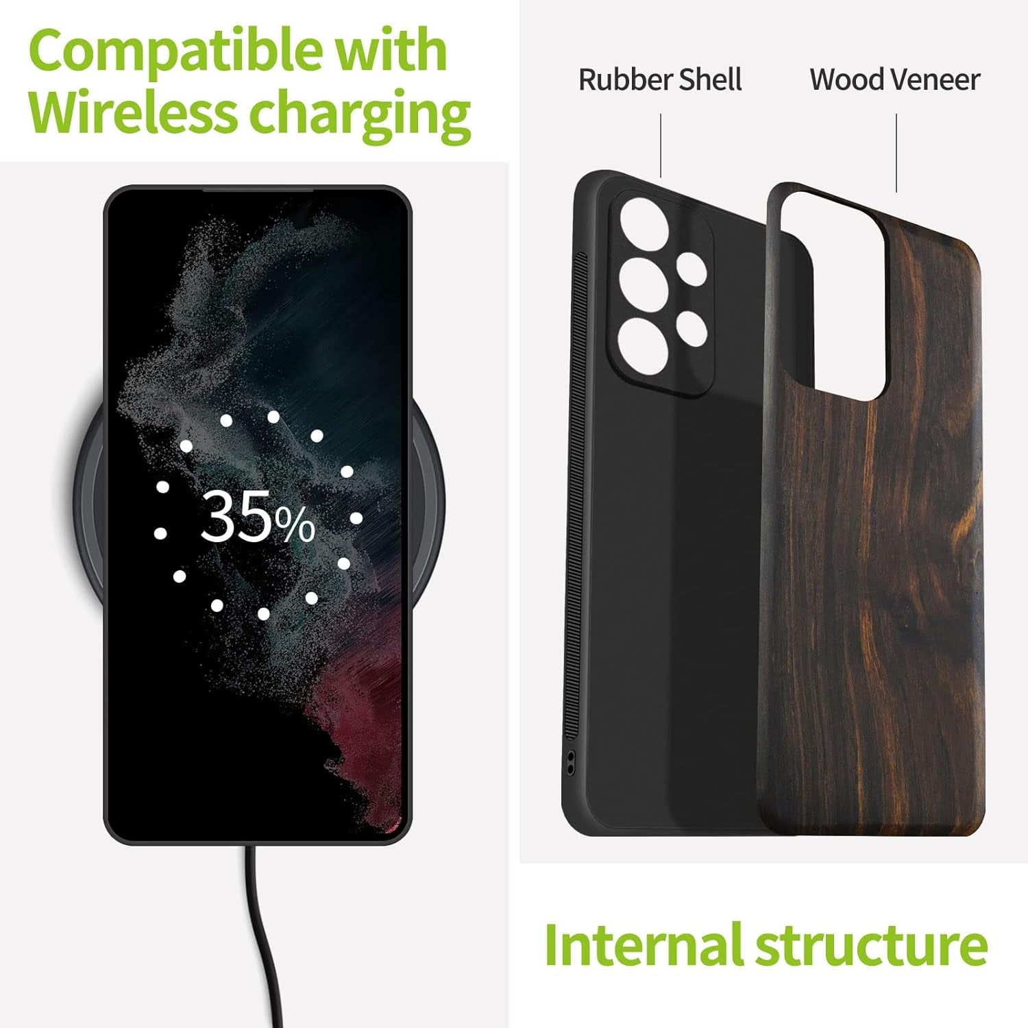 Carveit Wood Case for Samsung Galaxy A53 5G Case [Natural Wood & Black Soft TPU] Shockproof Protective Cover Unique & Classy Wooden Case Compatible with Galaxy A53 5G Case (Natural Wood-Blackwood)  Carveit   
