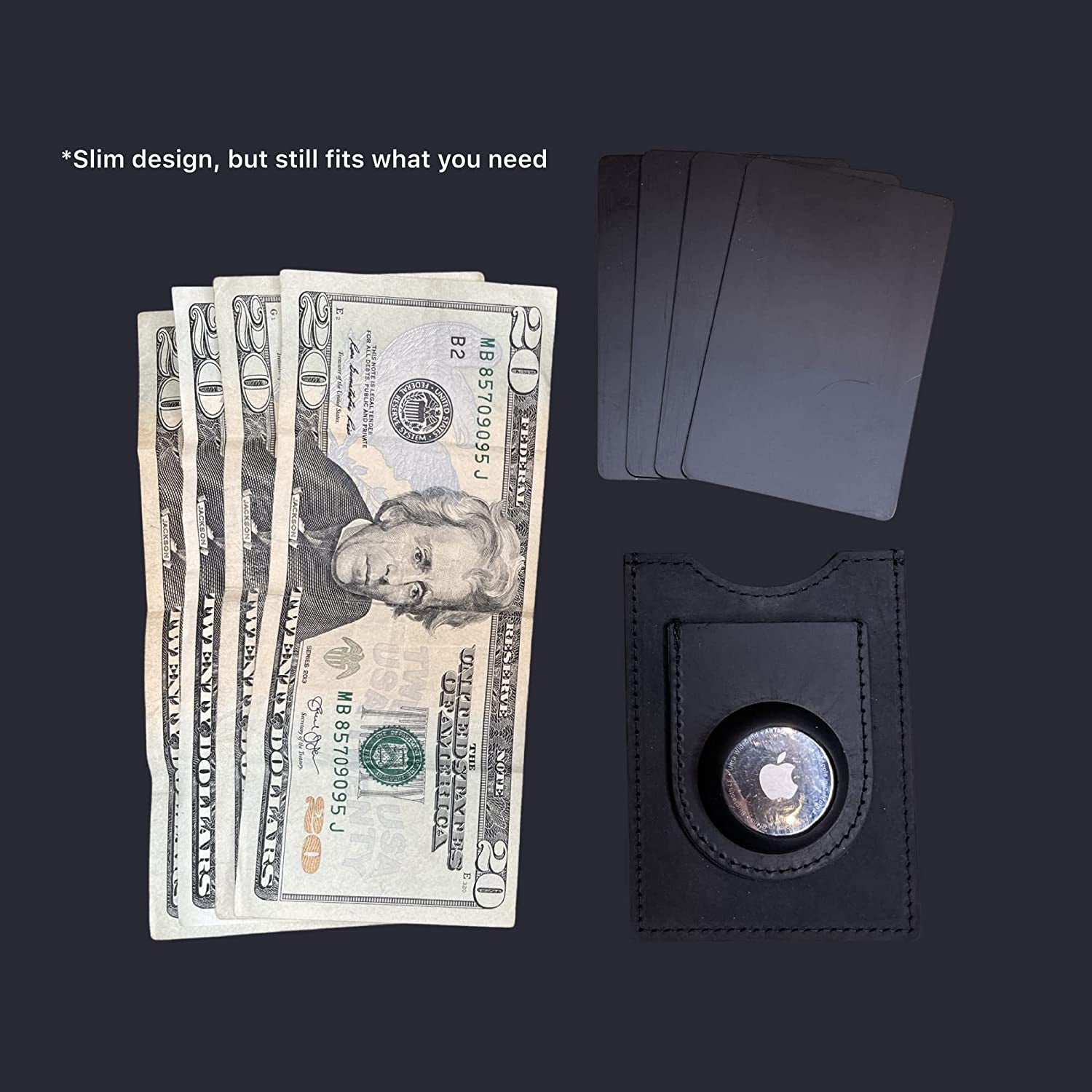 Lumberjack Plaid Genuine Leather Minimal Airtag Wallet Slim Front Pocket Card Holder RFID Blocking with Molded Airtag Slot, with Gift Box  Lumberjack Plaid   