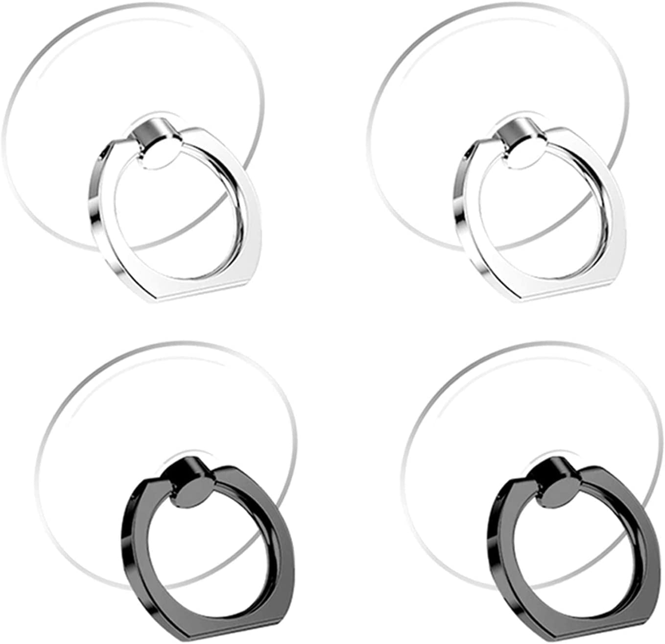 Jsoerpay Cell Phone Ring Holder, Transparent Ring Holder 360°Rotation Finger Ring Stand, Clear Cell Phone Kickstand Compatible with Most of Phones, Tablet and Case, (2Silver+1Black+1Rose Gold)  Silitraw 2 Silver+2 Black  