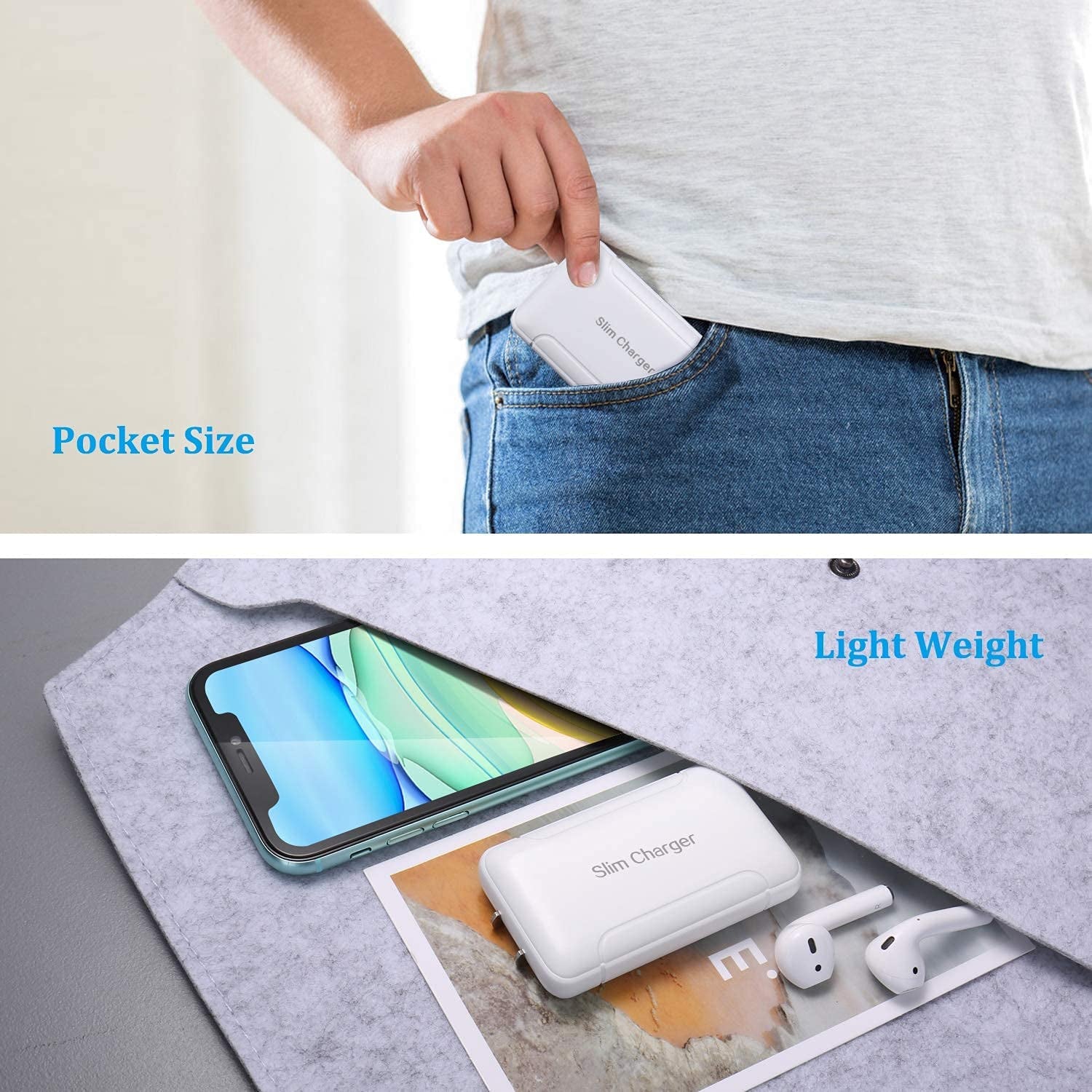 USB Wall Plug, Excgood Flat USB Wall Charger Smart Slim USB Plug for Wall Outlet Compatible with Iphone 14 Pro Max/13/12/11/Xr/Xs/X, Galaxy A03S/A13/A12/S22/S21/S20/10/9/8, Webcam, 2-Pack,White  Guangzhou Banghuan E-Commerce Co.,LTD.   