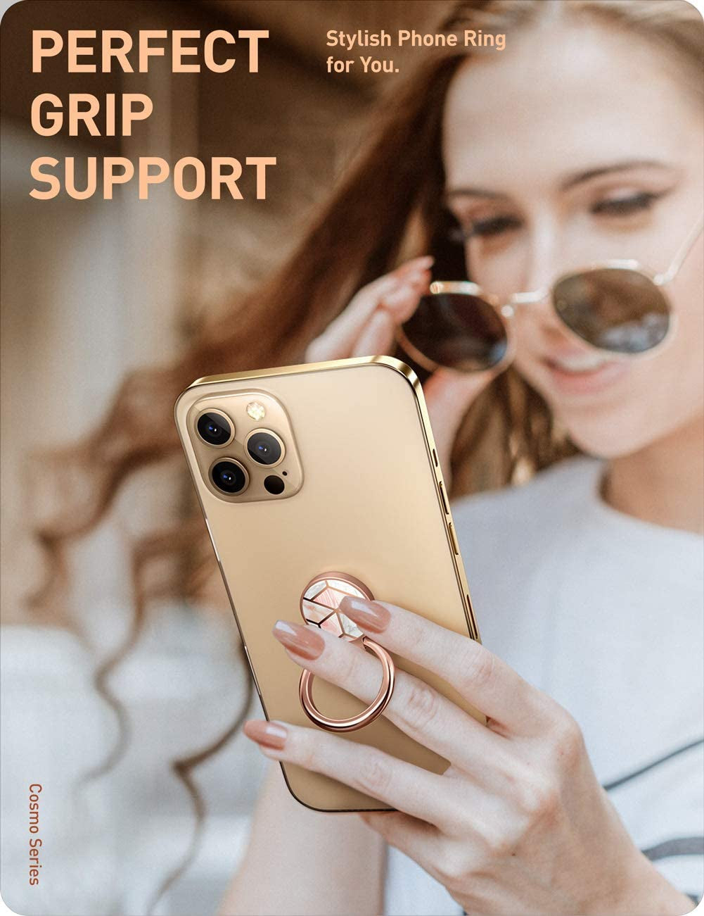 I-Blason Cell Phone Finger Ring Holder - Universal - Kickstand with 360° Rotation and 180° Flip Magnetic Car Mountable Compatible with Iphone 14/Iphone 13/Galaxy S23/Galaxy S22/Galaxy Z (Marble)  i-Blason   