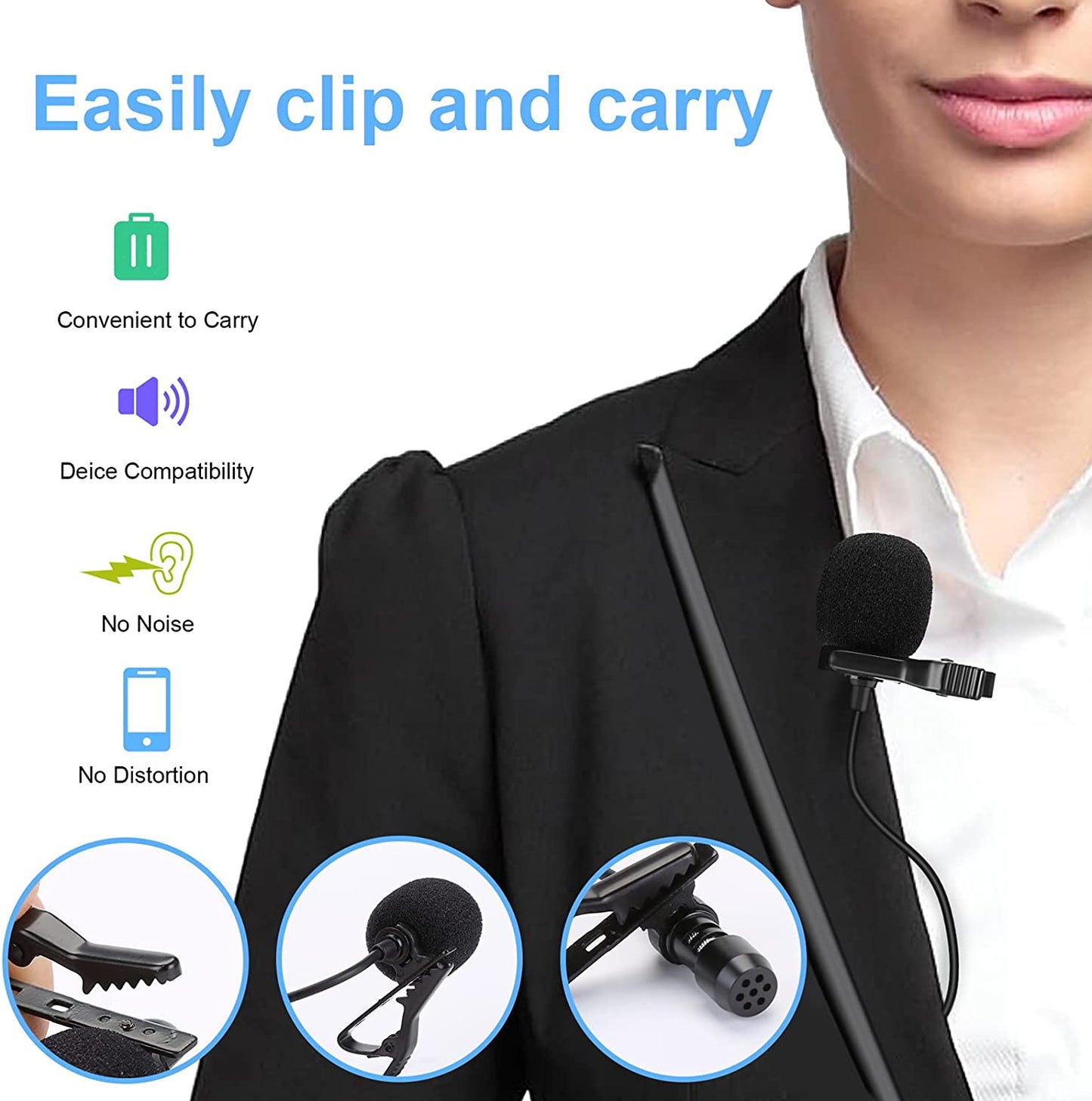 Bokadzi 5 Feet 3.5Mm Lavalier Microphone Lapel Omnidirectional Condenser Mic for Iphone Android & Windows Smartphones, Youtube, Interview, Studio, Video Recording（With the 4 Pin to 3 Pin Adapter）  Bokadzi   