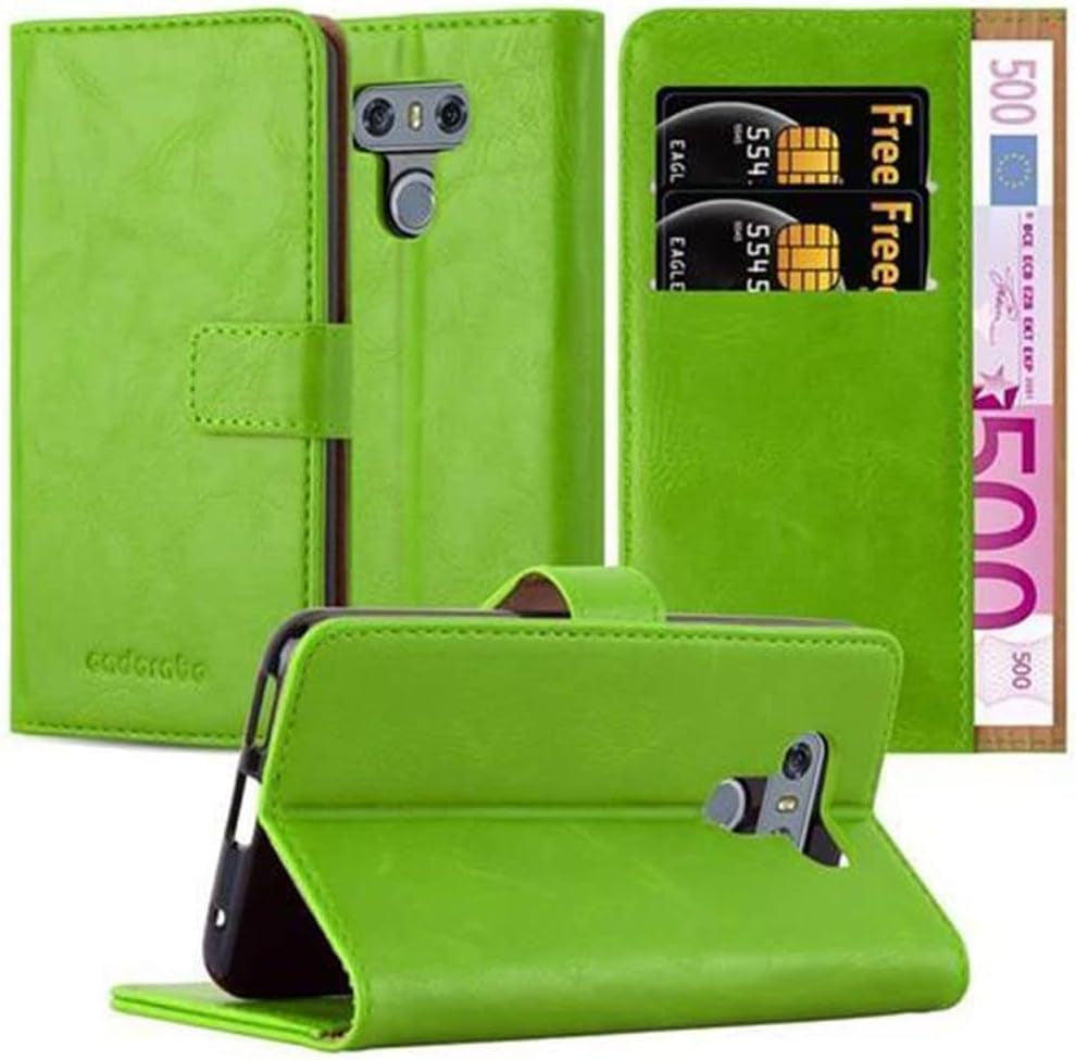 Cadorabo Book Case Compatible with LG G6 in Grass Green - with Magnetic Closure, Stand Function and Card Slot - Wallet Etui Cover Pouch PU Leather Flip  Cadorabo   