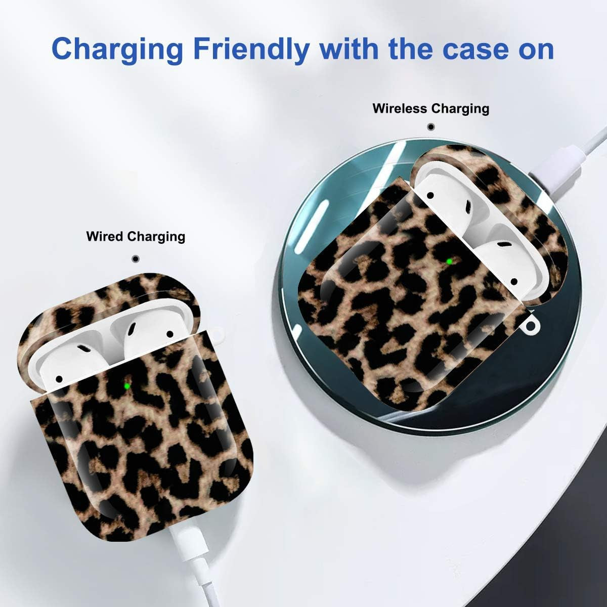 Maxjoy Compatible Airpods Case Cover, Leopard Print Case for Women Men Cute Air Pod 2 Hard Shell Protective Cover with Keychain Compatible with Apple Airpods Charging Case 2&1  Maxjoy   