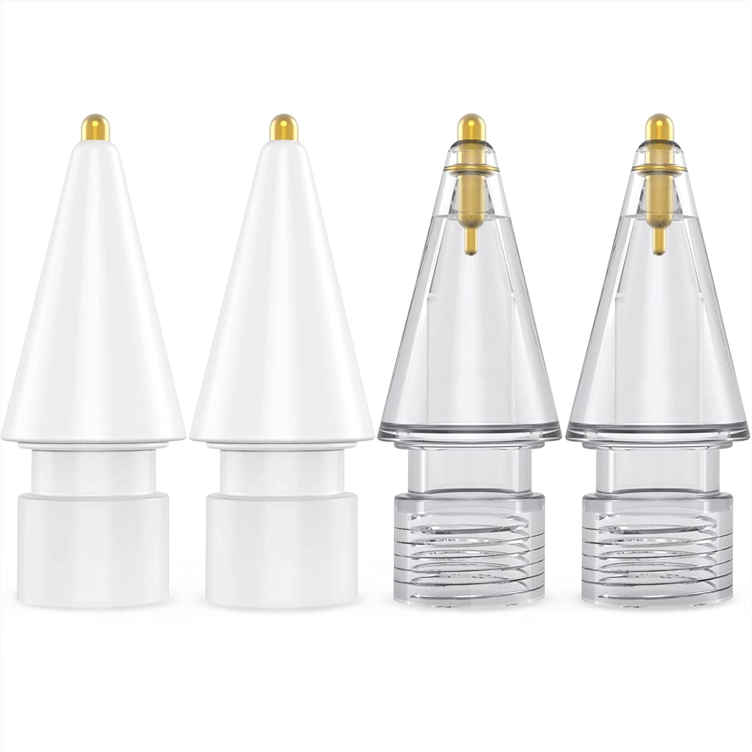 NIUTRENDZ 4 Pack Replacement Tips for Apple Pencil 2Nd Generation and 1St Generation Fine Point Metal Tip, Wear-Resistant & Precise Control (1.95Mm, Clear + Pink + Blue + Grey)  NIUTRENDZ 1.05mm - White and Grey 1.05mm 