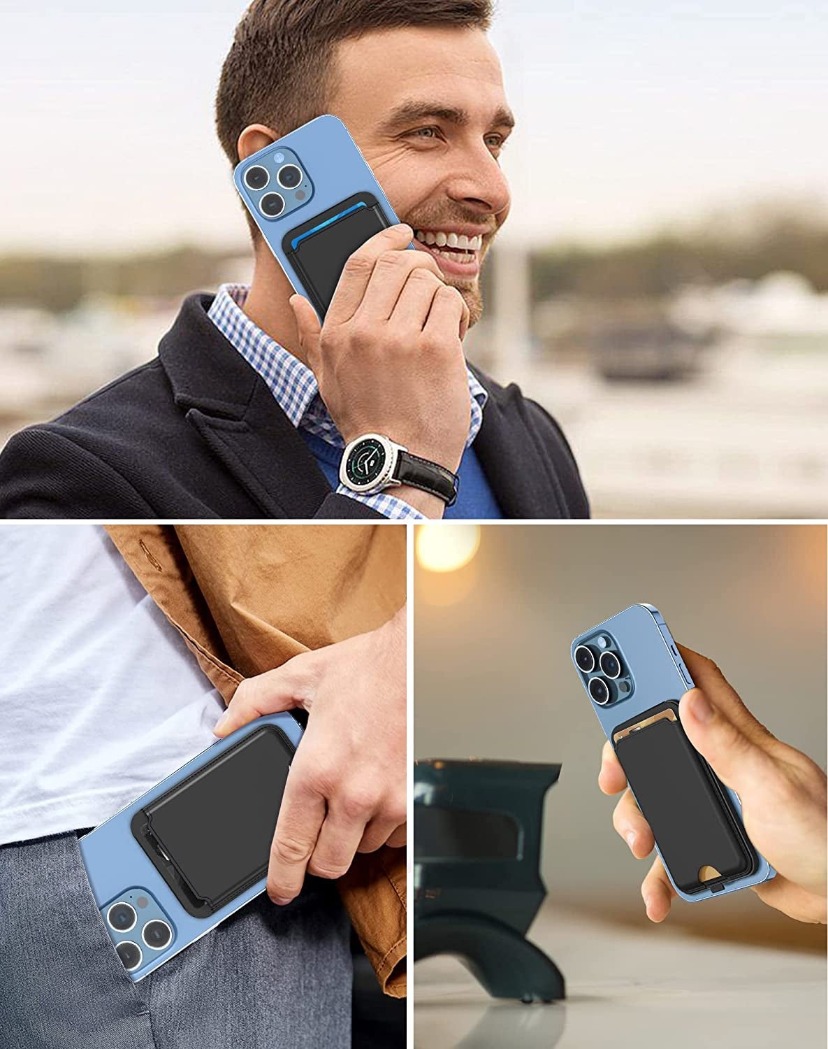 SHANSHUI Wallet for Magsafe, Magnetic Wallet with Ajustable Stand Anti-Drop Magnet Card Holder for Back of Phone Wallet Credit Card Holder Compatible for Iphone 14/13/12 Series & Magsafe Case Black  SHANSHUI   