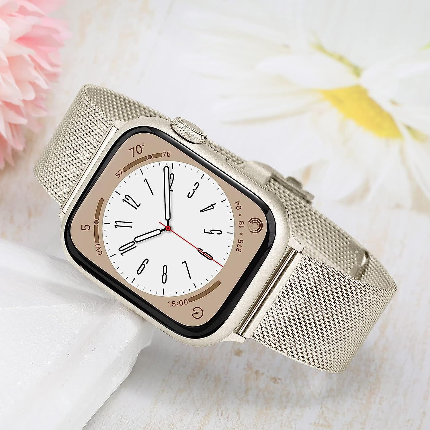 Trumirr Band for Apple Watch Series 8 7 41Mm Starlight Women, Thin Mesh Stainless Steel Bands Upgraded Buckle Strap for Iwatch SE (2Nd Gen) Series 8 7 6 5 4 3 2 1 41Mm 40Mm 38Mm  TRUMiRR   