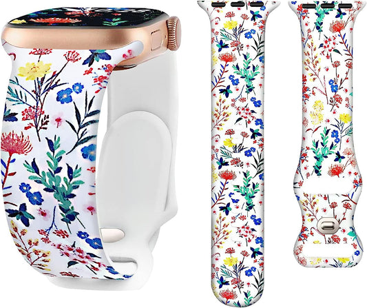 Sport Band Compatible with Apple Watch Bands Series 8/7/6/5/4/3/2/1/SE, Iwatch 38Mm 40Mm 41Mm 42Mm 44Mm 45Mm 49Mm for Women Men,Cute Butterfly/Leopard Patterns Printed Silicone Strap Replacement Bands  Brigtlaiff   