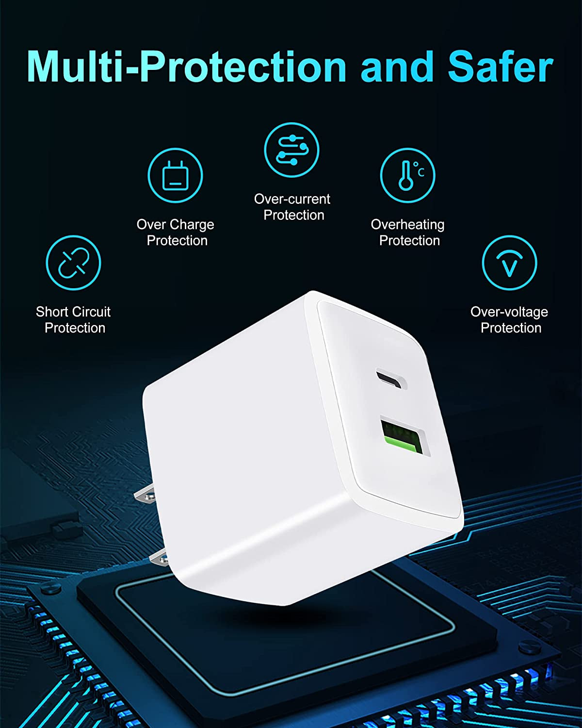 2 Pack USB C Wall Charger, PLSFLICK 20W Dual Port Power Delivery Fast Type C Charging Block Plug Adapter for Iphone 14 13 12 Pro Max Mini XR XS SE, Ipad, Airpods, Samsung Galaxy(White)  Dongguan Hailufang Electronic Technology Co., Ltd.   