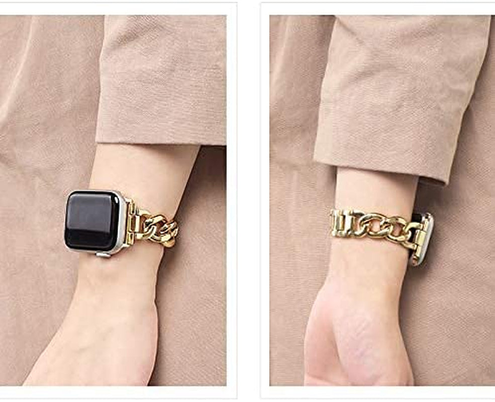 Kolgios 38/40/41/42/44/45Mm Cool Women Chain Metal Smartwatch Bands Compatible for Apple Watch Bands Series 8/7/6/SE/5/4 Adjustment Replacement Watch Bracelet for Iwatch 8/7 Gift for Her  SZ Kager tech   