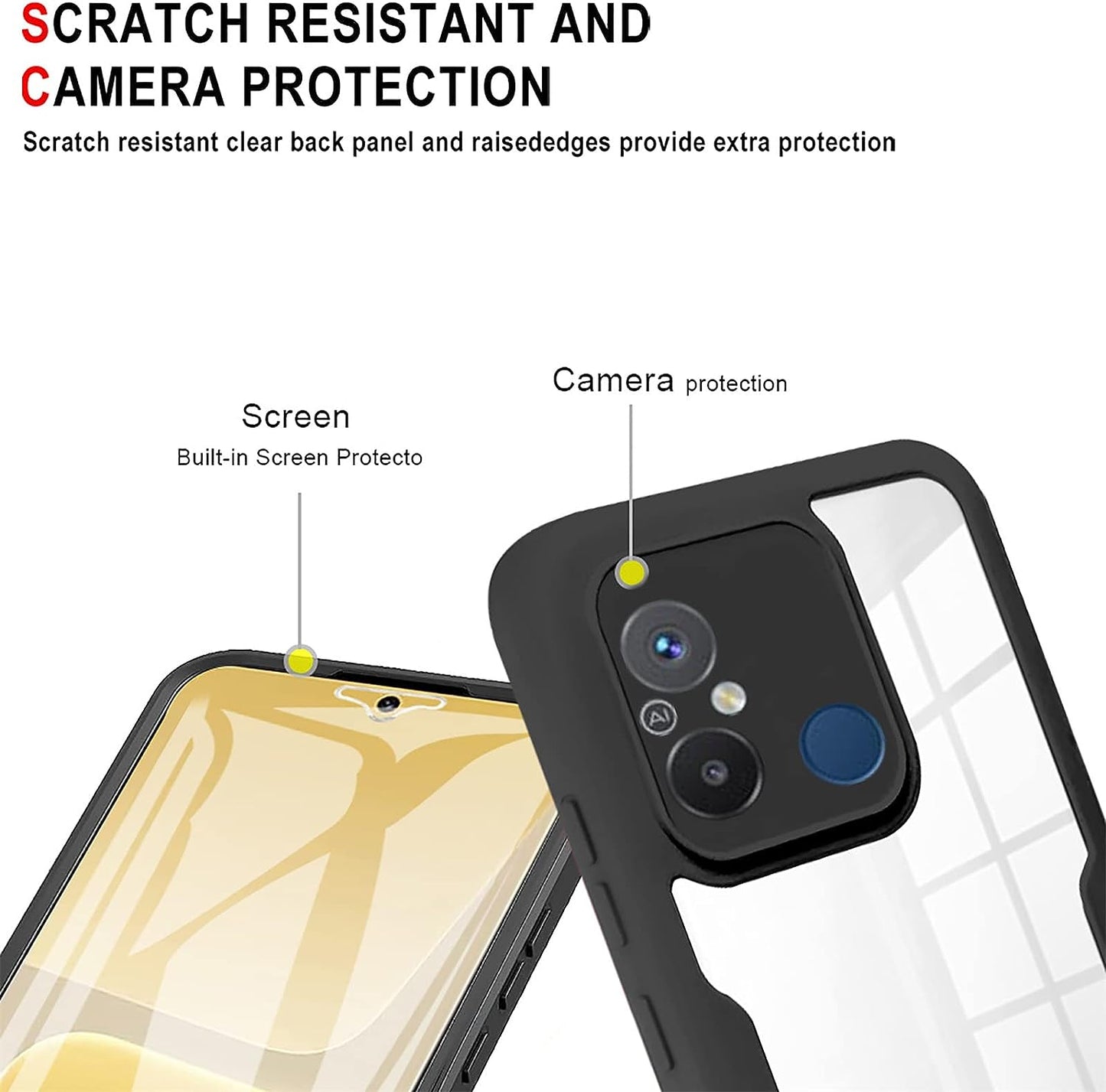 Ccsamll Slim Case for Xiaomi Redmi 12C with Screen Protector, Full Body Clear Soft TPU Rugged Bumper Case Shockproof Phone Cover for Xiaomi Redmi 12C QC Green  CCSmall   