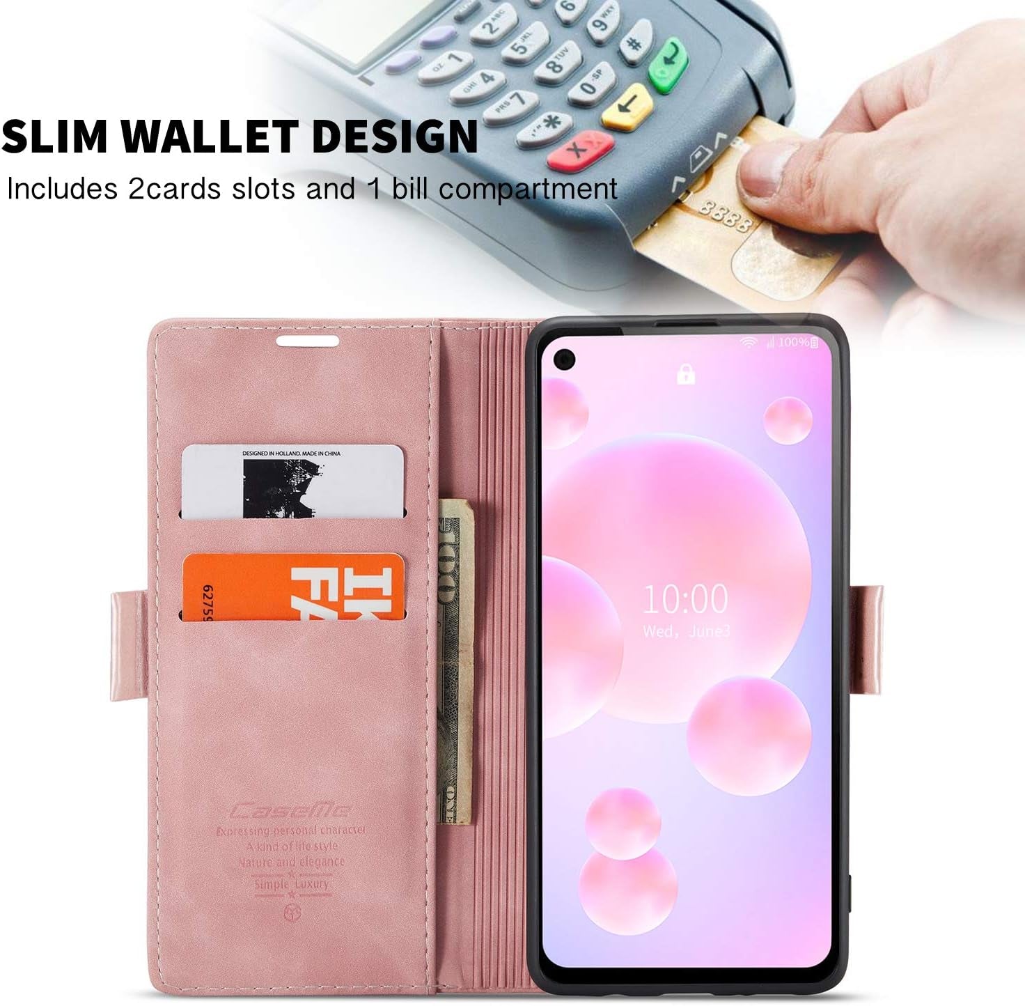 HAII Google Pixel 5 Case, Flip Fold Leather Wallet Case with Credit Card Slot and Kickstand Magnetic Closure Protective Cover for Google Pixel 5 2020 (Pink)  HAII   