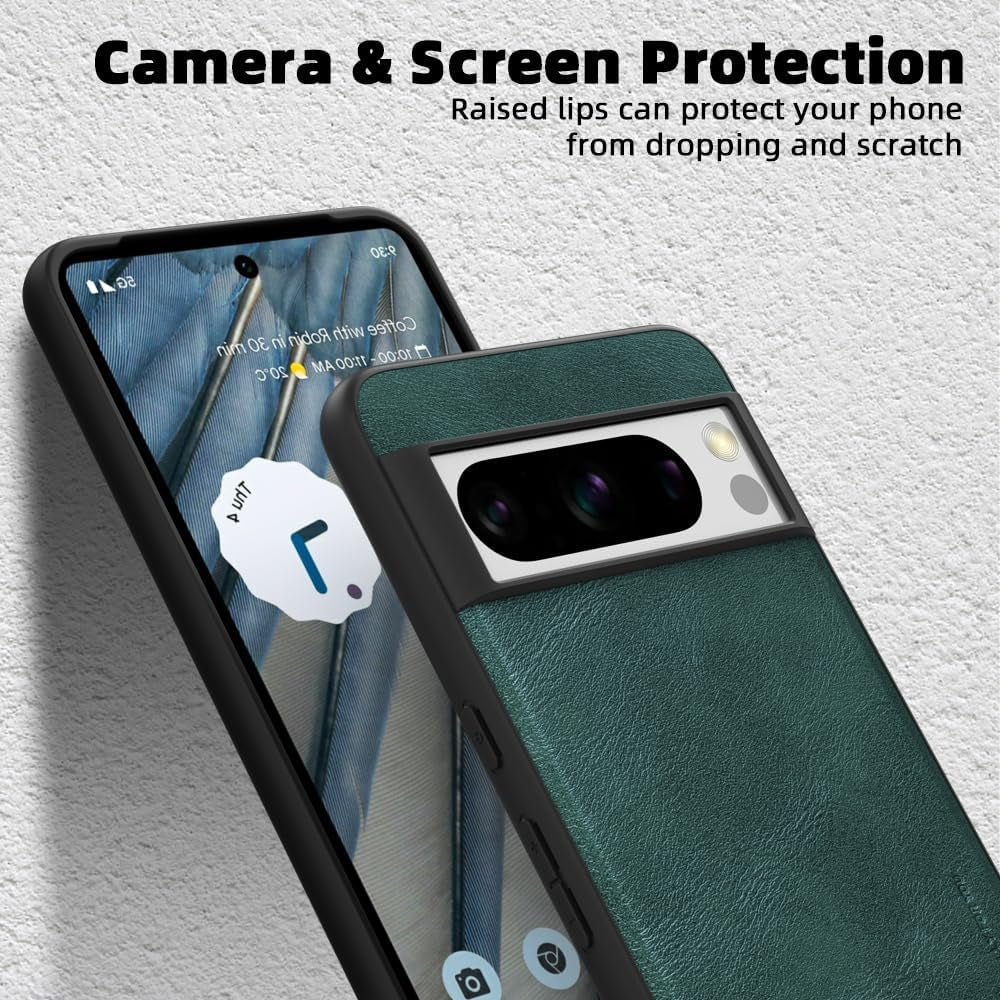 X-Level Google Pixel 8 Pro Case, Thin Slim Premium PU Leather Soft TPU Bumper Shockproof Protective Phone Cover for Google Pixel 8 Pro 2023 (Green)  X-level   