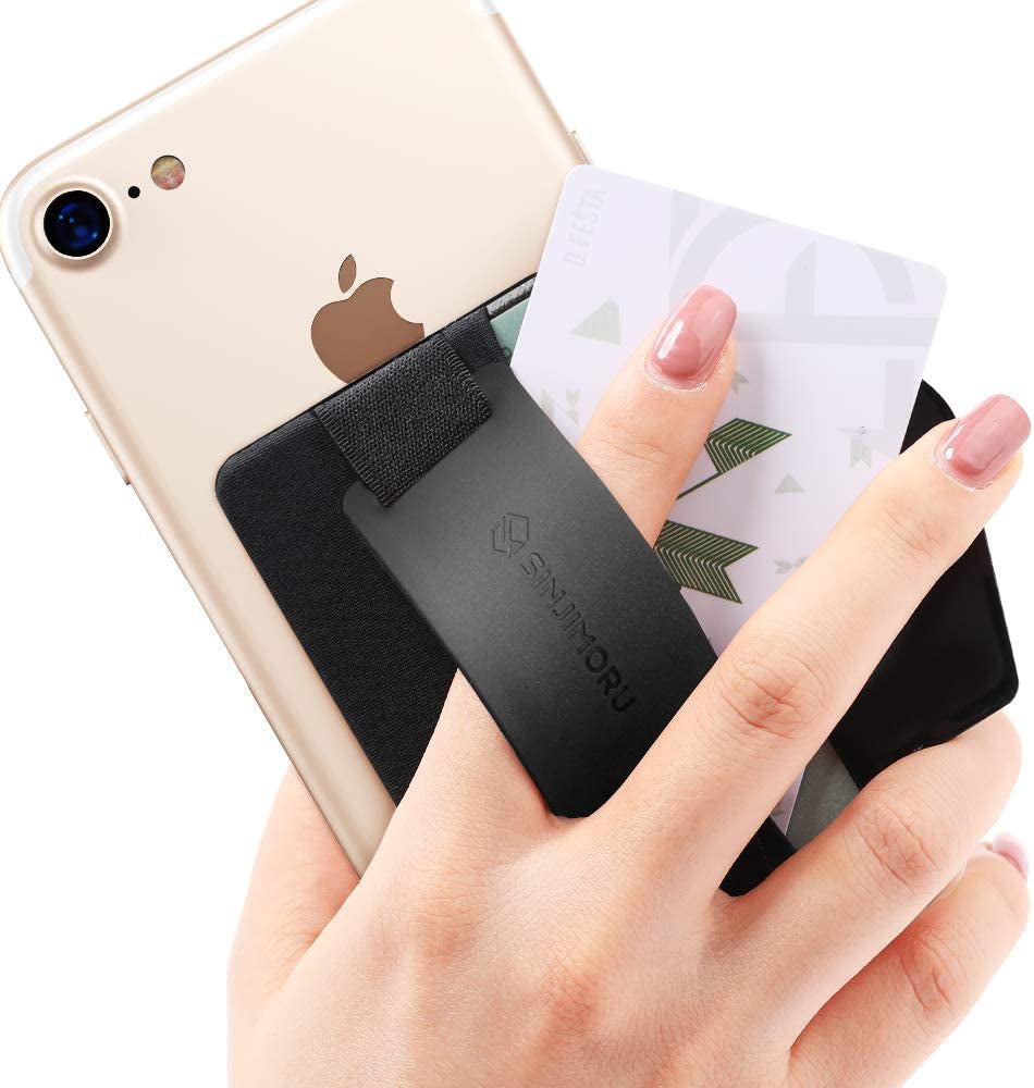 3 in 1 Magnetic Card Holder, Sinjimoru Magnetic Wallet for Magsafe as Cell Phone Wallet Stick on with Phone Grip Holder & Mobile Phone Kickstand Iphone 12 13 & Iphone 14 Series. M-Bgrip Black  Sinjimoru Co.Ltd Black Adhesive Wallet 