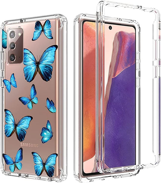 Zoeirc Case for Galaxy Note 20 5G, Samsung Note 20 Clear Case for Girls, Soft TPU 360 Full Body Shockproof Hybrid Bumper Crystal Clear Phone Case Cover for Samsung Galaxy Note 20 (Blue Butterfly)  Zoeirc   
