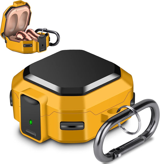 JAKPAK Compatible with Samsung Galaxy Buds 2 Case (2021)/ Galaxy Buds Pro Case (2021) / Galaxy Buds Live Case (2020) Hard PC Shockproof Protective Case with Keychain Secure Lock Design Cover Yellow  JAKPAK   