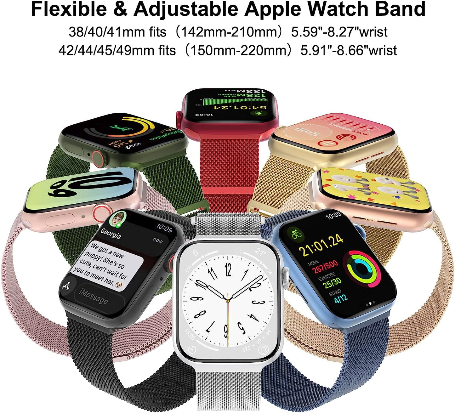 STEEZRD 3 Pack Mesh Metal Bands Compatible with Apple Watch Band 38Mm 40Mm 41Mm 42Mm 44Mm 45Mm 49Mm, Stainless Steel Magnetic Loop Strap Wristband for Iwatch Ultra Series 8/SE/7/6/5/4/3/2/1 Men Women  STEEZRD   