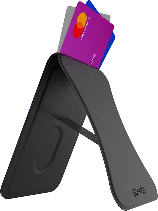 Scooch Magsafe Wallet for Men and Women [Magwallet] for Iphone with Phone Stand and Phone Grip [Car Mount Compatible] Hidden Wallet, Holds 3 to 4 Cards, 5-In-1 Magsafe Card Holder (Black)  Scooch   