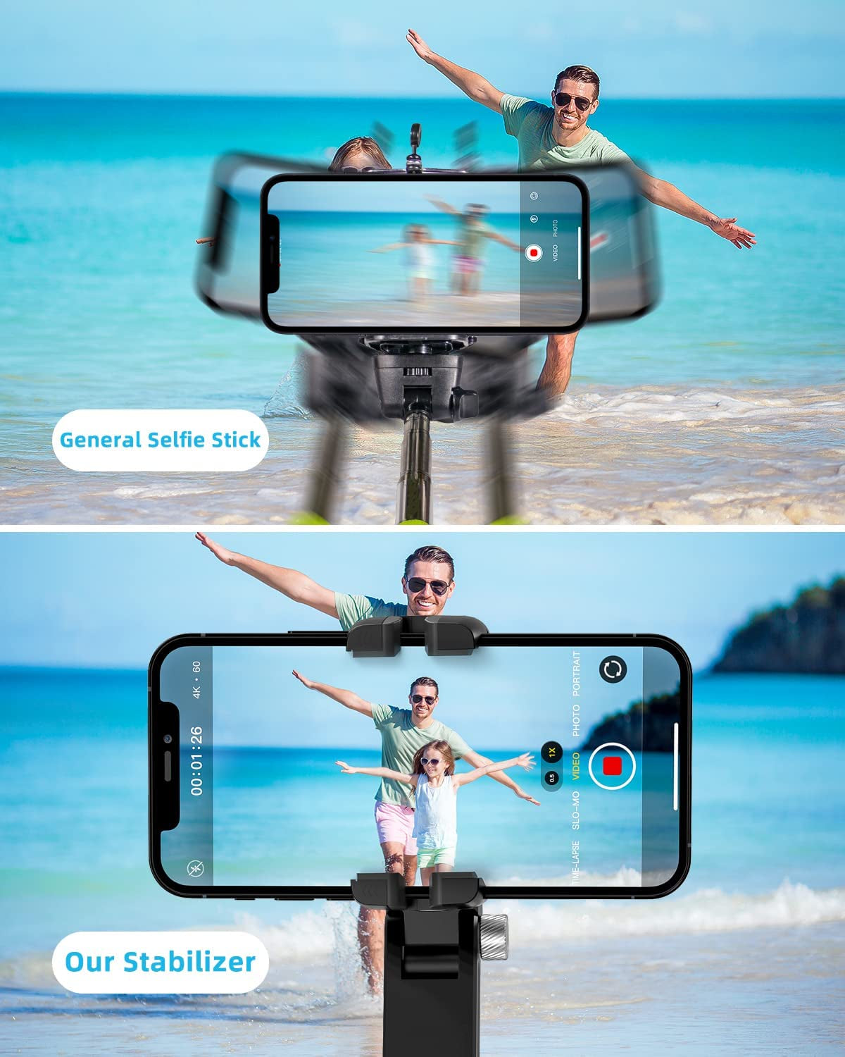 Gimbal Stabilizer with Phone Tripod for Iphone: Handheld Gimble with Remote Selfie Stick & 360 Face Tracking Stand for Iphone & Samsung Smartphone Mobile Camera Recording | Vlogging Tiktok Video  ZIZUTTIN   