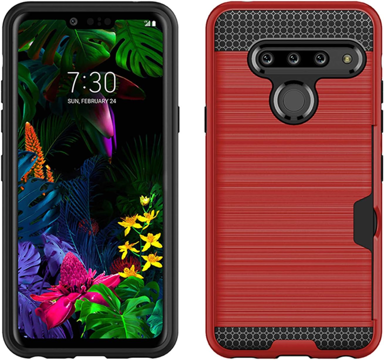 Case for LG G8, Thinq Case with Card Slot Holder, Shock Absorption Case Protective Cover for LG G8 (Red)  jia   