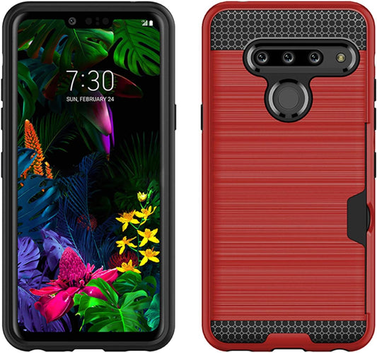 Case for LG G8, Thinq Case with Card Slot Holder, Shock Absorption Case Protective Cover for LG G8 (Red)  jia   