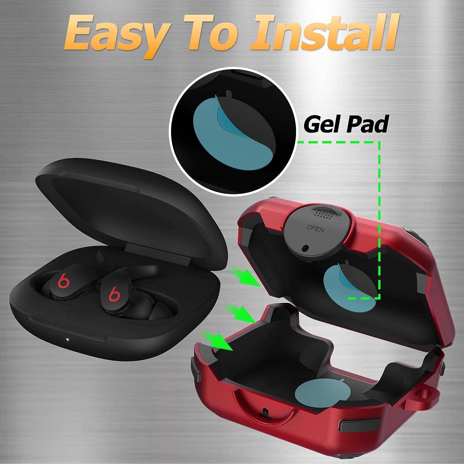 AIBEAMER Beats Fit Pro Case Cover [Secure Lock], Protector Compatible with Beats Fit Pro 2021 with Switch Lock/Keychain/Silicone Anti-Drop Bracelet (Red)  AIBEAMER   