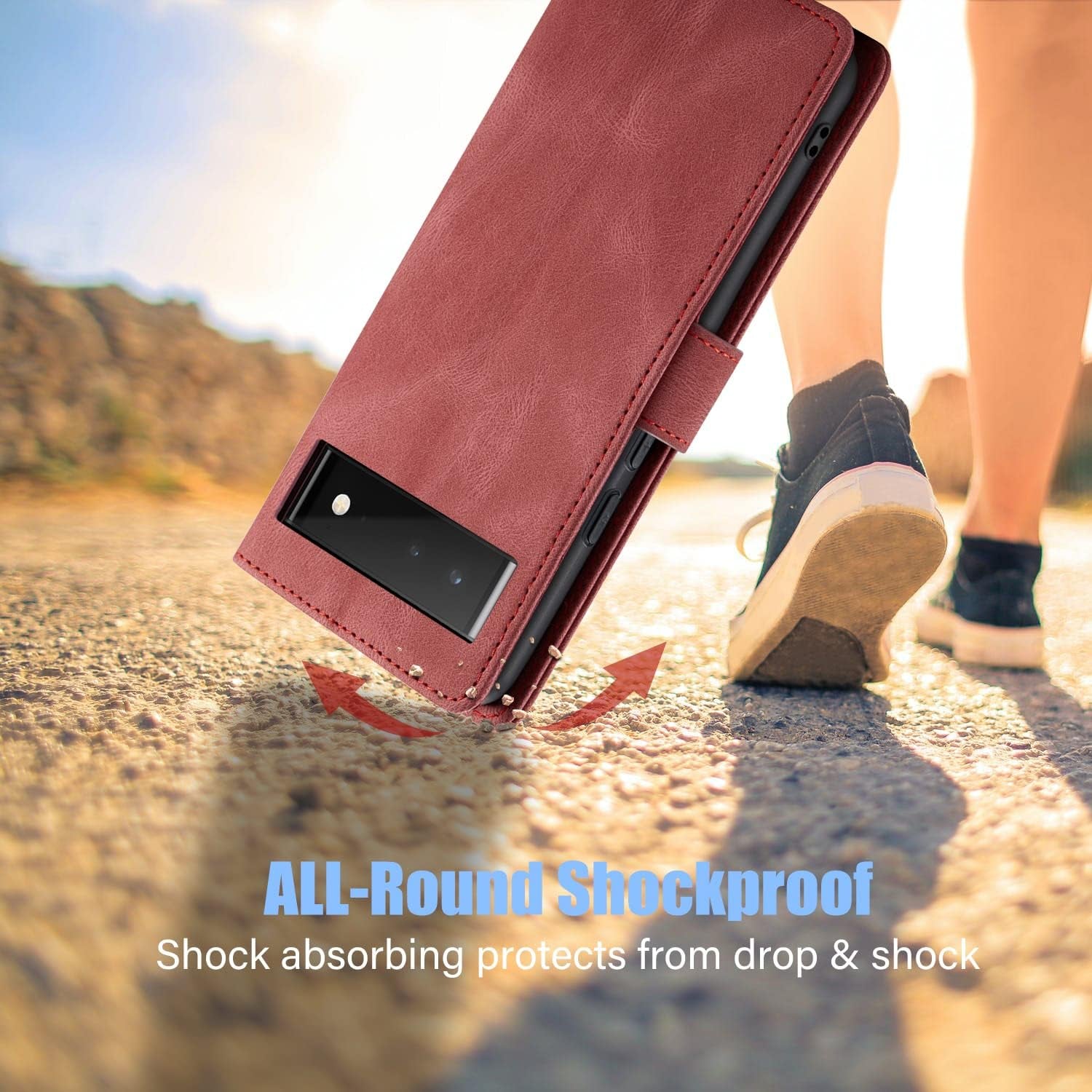 Google Pixel 6 5G Case,Google Pixel 6 5G Wallet Case with [RFID Blocking] Card Holder Kickstand Magnetic,Leather Flip Case for Google Pixel 6 5G 6.4 Inch (Wine Red)  japezop   