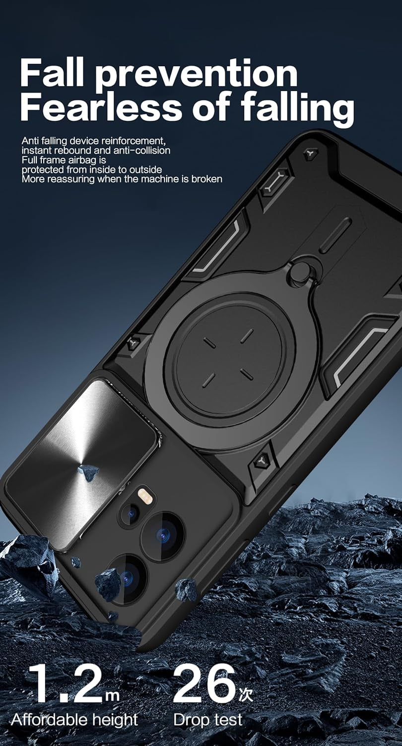 Xbs-Better Hybrid Heavy Duty Bumper Cover with Slide Camera Lens Cover with Built-In 360° Flexible Rotate Holder Magnetic Plate Kickstand Case for Motorola Edge 30 Fusion/S30 Pro-Red  XBS-Better   