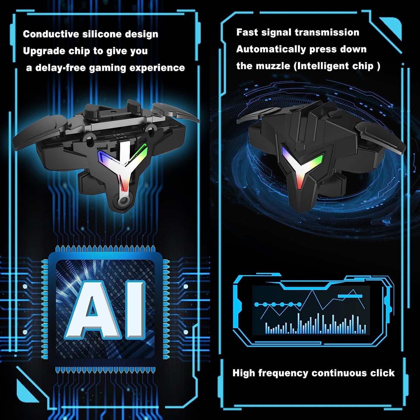 Woohot Mobile Gaming Trigger, Physically Mapped Game Trigger, Mobile Game Accessories Smartphone Game Controller Gamepad, Alloy Button Zero Latency, for Pubg/Fortnite/Cod/New STATE(1 Pair)  Woohot   