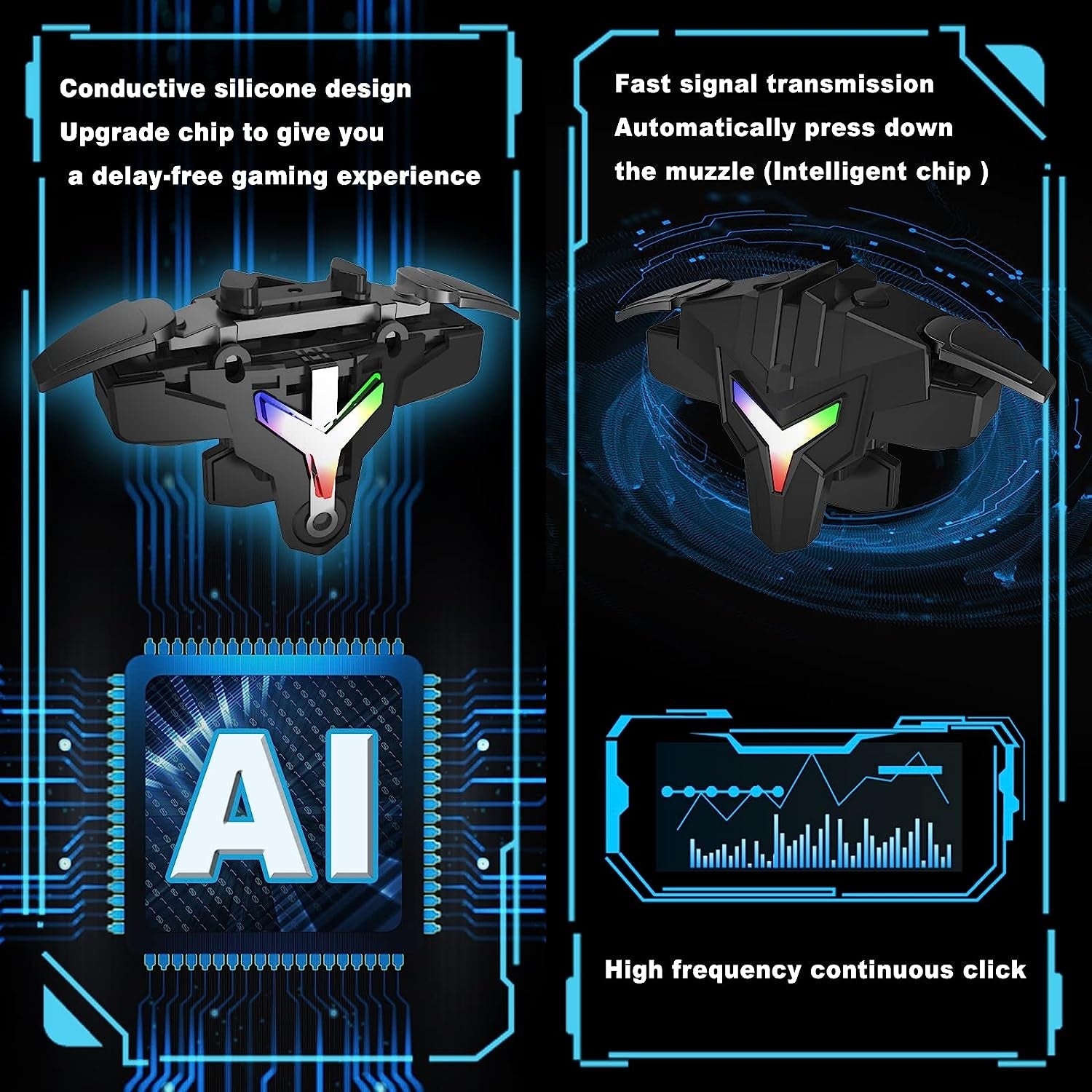 Woohot Mobile Gaming Trigger, Physically Mapped Game Trigger, Mobile Game Accessories Smartphone Game Controller Gamepad, Alloy Button Zero Latency, for Pubg/Fortnite/Cod/New STATE(1 Pair)  Woohot   