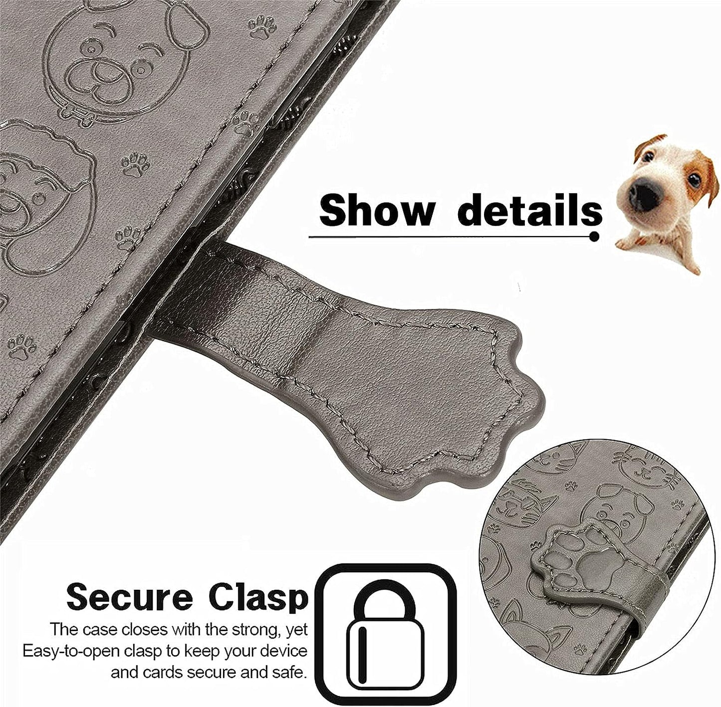 Ccsmall Oneplus Nord N200 Cartoon Girl Wallet Case,Kawaii Cat Dog Style Flip Phone Cover with ID Card Holder & Kickstand PU Leather Magnetic Clasp Case for Oneplus Nord N200 MG Grey  CCSmall   