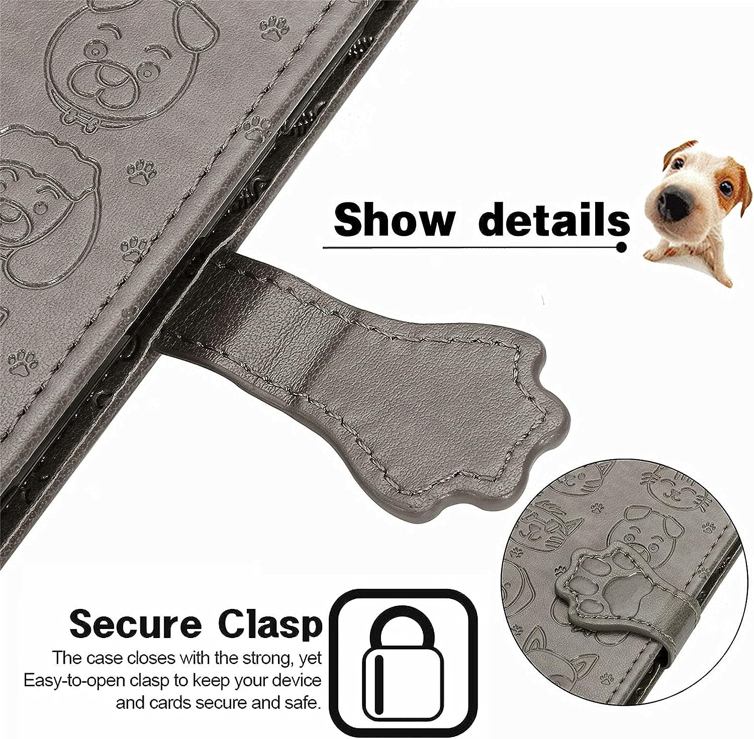 Ccsmall Oneplus Nord N200 Cartoon Girl Wallet Case,Kawaii Cat Dog Style Flip Phone Cover with ID Card Holder & Kickstand PU Leather Magnetic Clasp Case for Oneplus Nord N200 MG Grey  CCSmall   