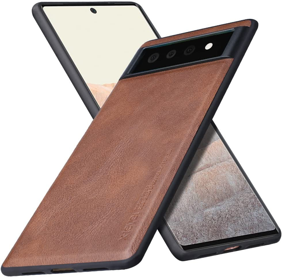 X-Level Google Pixel 6 Pro Case 5G [Not for Pixel 6],Anti-Scratch Premium PU Leather Soft TPU Bumper Shockproof Protective Phone Cover Case for Google Pixel 6 Pro (Blue)  Pipilu Brown  
