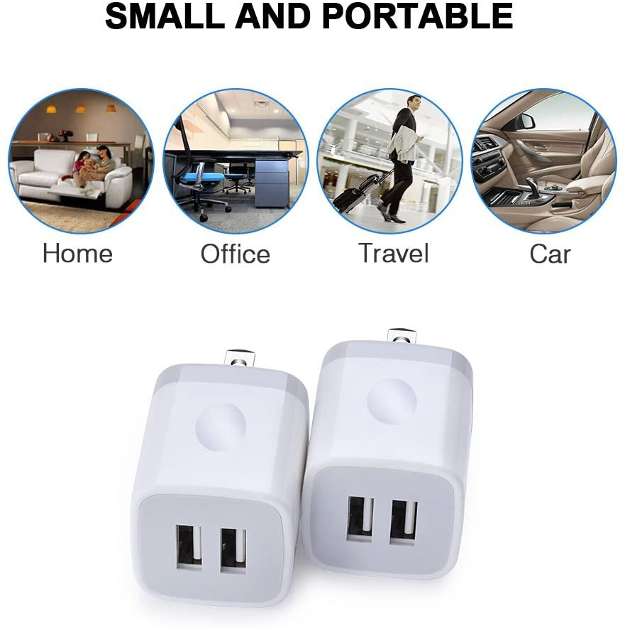 USB Wall Charger, Fivebox 2Pack Dual Port 2.1Amp Fast Wall Charger Brick Base Adapter Charging Block Charger Cube Plug Charger Box for Iphone 14 13 12 11 Pro X 6 6S 7 8 Plus, Ipad, Samsung, Android  Shenzhen Putuo Technology Co.,Ltd   