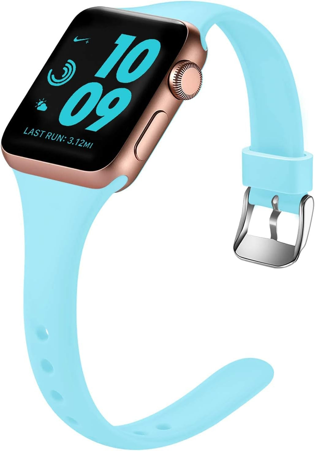 Laffav Slim Band Compatible with Apple Watch 49Mm 45Mm 44Mm 42Mm Iwatch SE & Ultra & Series 8/7/6/5/4/3/2/1 for Women Men, Black, S/M  Laffav Luminous Blue 42mm/44mm/45mm/49mm M/L 