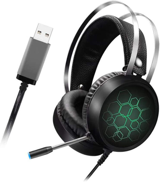 Gaming Headset for Multiplatform Noise Cancelling over Ear Headphones with Mic LED Light for Laptop Tablet Smart Phone  THER   