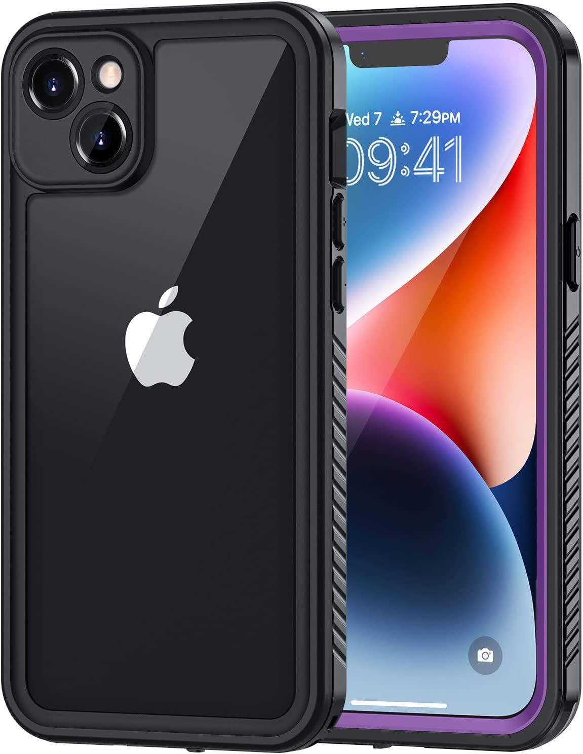 Lanhiem for Iphone 14 Case, IP68 Waterproof Dustproof Shockproof 14 Case with Built-In Screen Protector, Full Body Sealed Protective Front and Back Cover for Iphone 14, 6.1 Inch (Black)  Lanhiem Purple for iPhone 14 