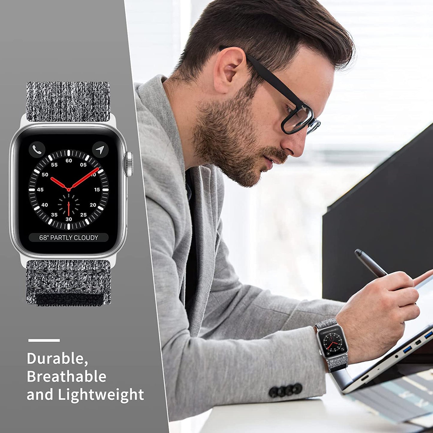 OYODSS Woven Fabric Cloth Band Compatible with Apple Watch Bands 38Mm 40Mm 41Mm 42Mm 44Mm 45Mm 49Mm, Adjustable Breathable Sport Strap for Iwatch Ultra Series 8/7/6/5/4/3/2/1 SE Women Men  OYODSS   